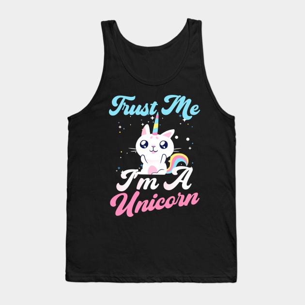 Unicorn Cat Unicorns Cats Trust Me Unicorn Tank Top by Print-Dinner